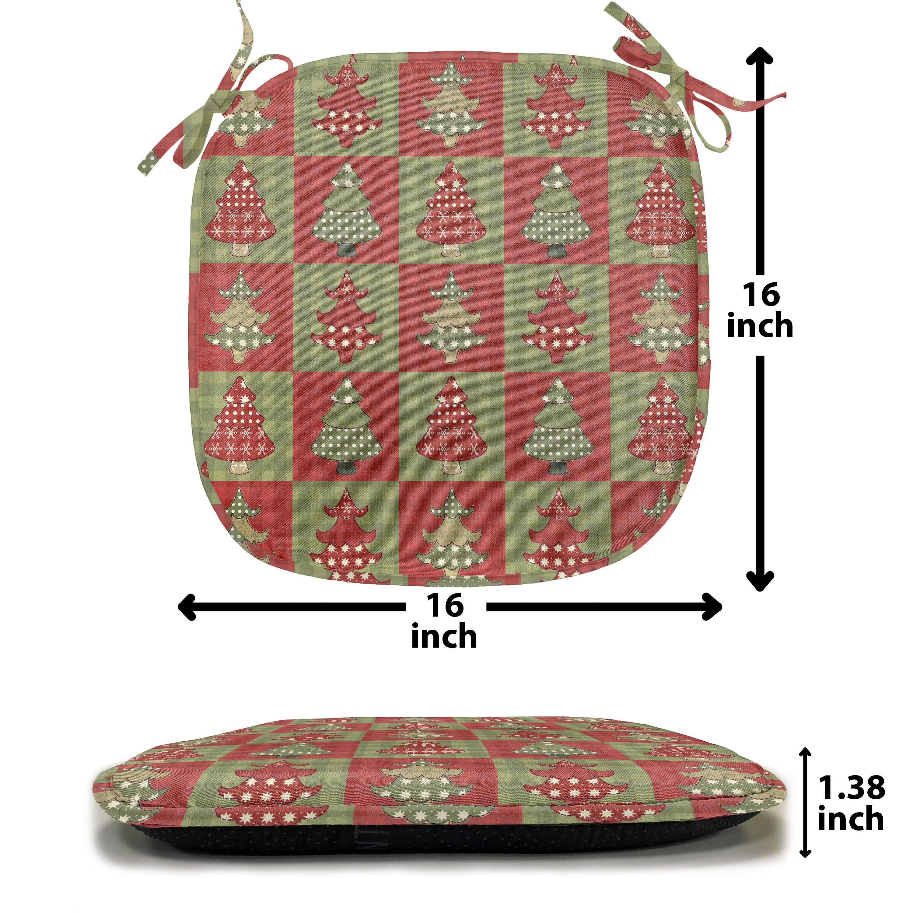 Abakuhaus Stuhlkissen Dekoratives wasserfestes Kissen mit Riemen für Küchensitze, Weihnachten Noel Trees Quilt