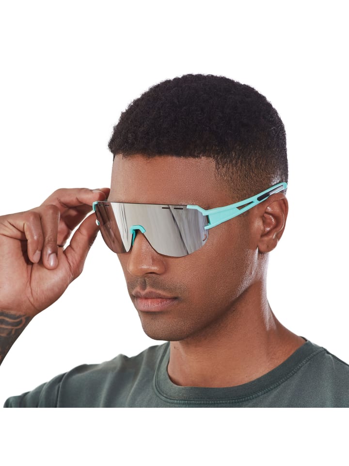 YEAZ SUNGLOW Sport-Sonnenbrille weiß/blau in grün / silber günstig kaufen onesize