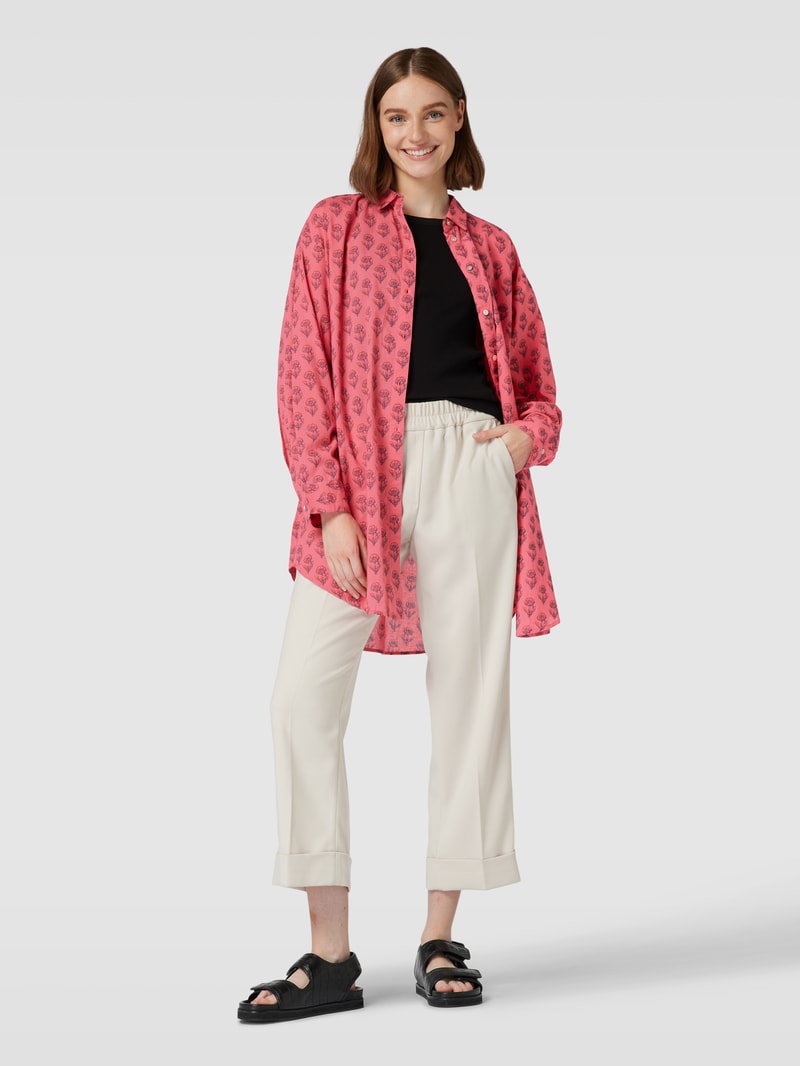 Longbluse mit Allover-Muster in fuchsia