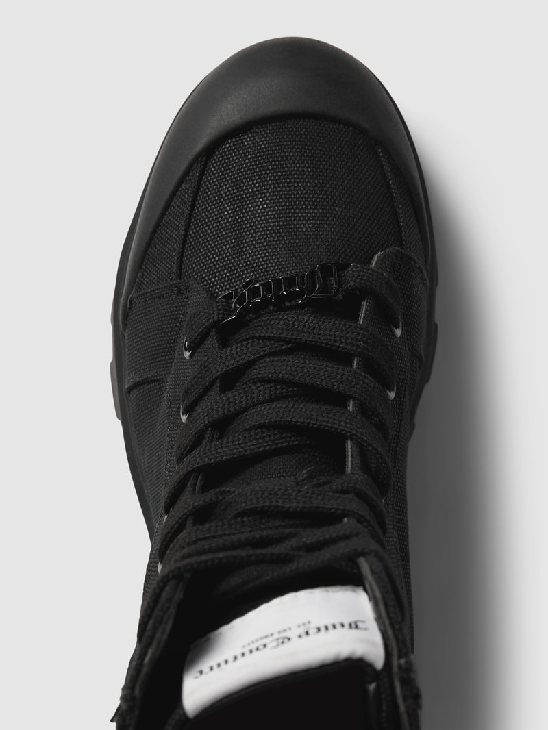 Schnürstiefel mit Label-Details in schwarz