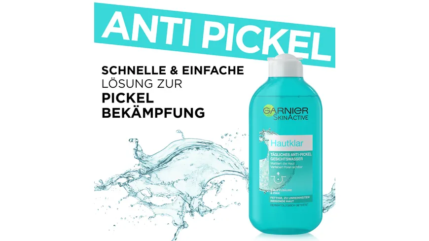 GARNIER Skin Active Hautklar porentief klärendes Gesichtswasser - Talgreduzierend für ein verfeinertes Hautbild 200 ml