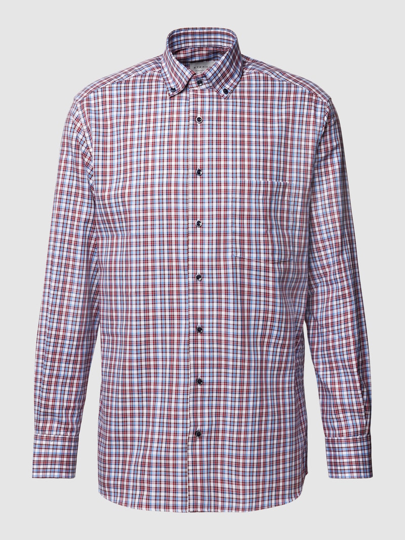 Regular Fit Business-Hemd mit Button-Down-Kragen in bordeaux rot