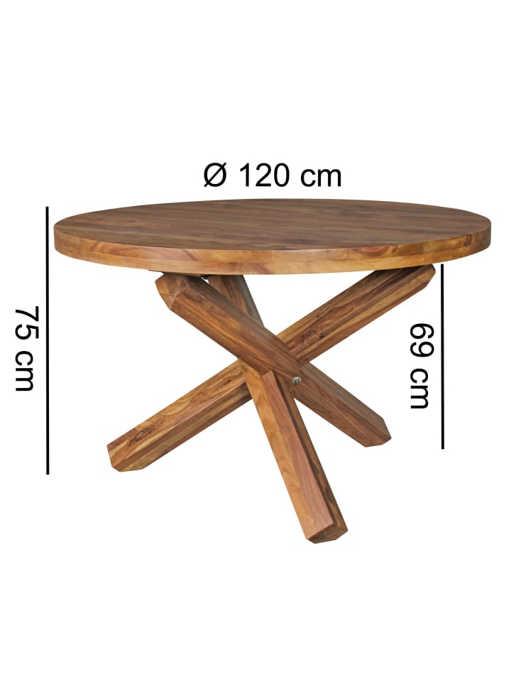 KADIMA DESIGN Design Esszimmertisch BOHA rund Ø 120 cm x 75 cm Massiv-Holz in Massivholz günstig kaufen onesize