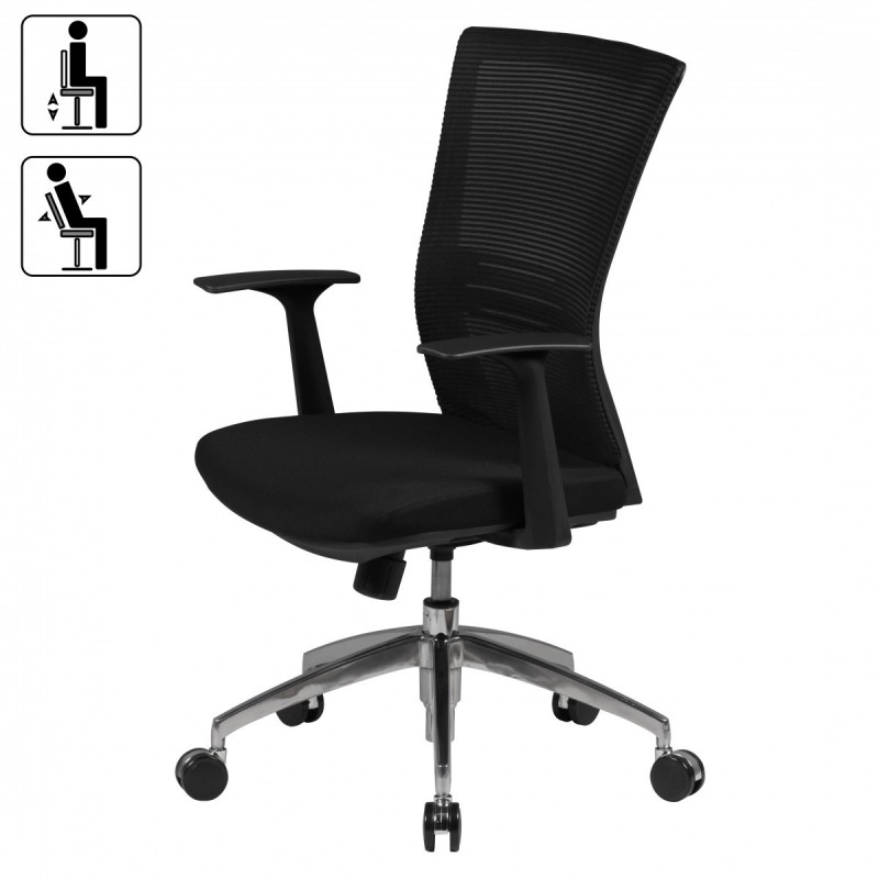 Amstyle Bürostuhl Baseline Schwarz Schreibtischstuhl Chefsessel Drehstuhl mit Synchronmechanik & Armlehnen