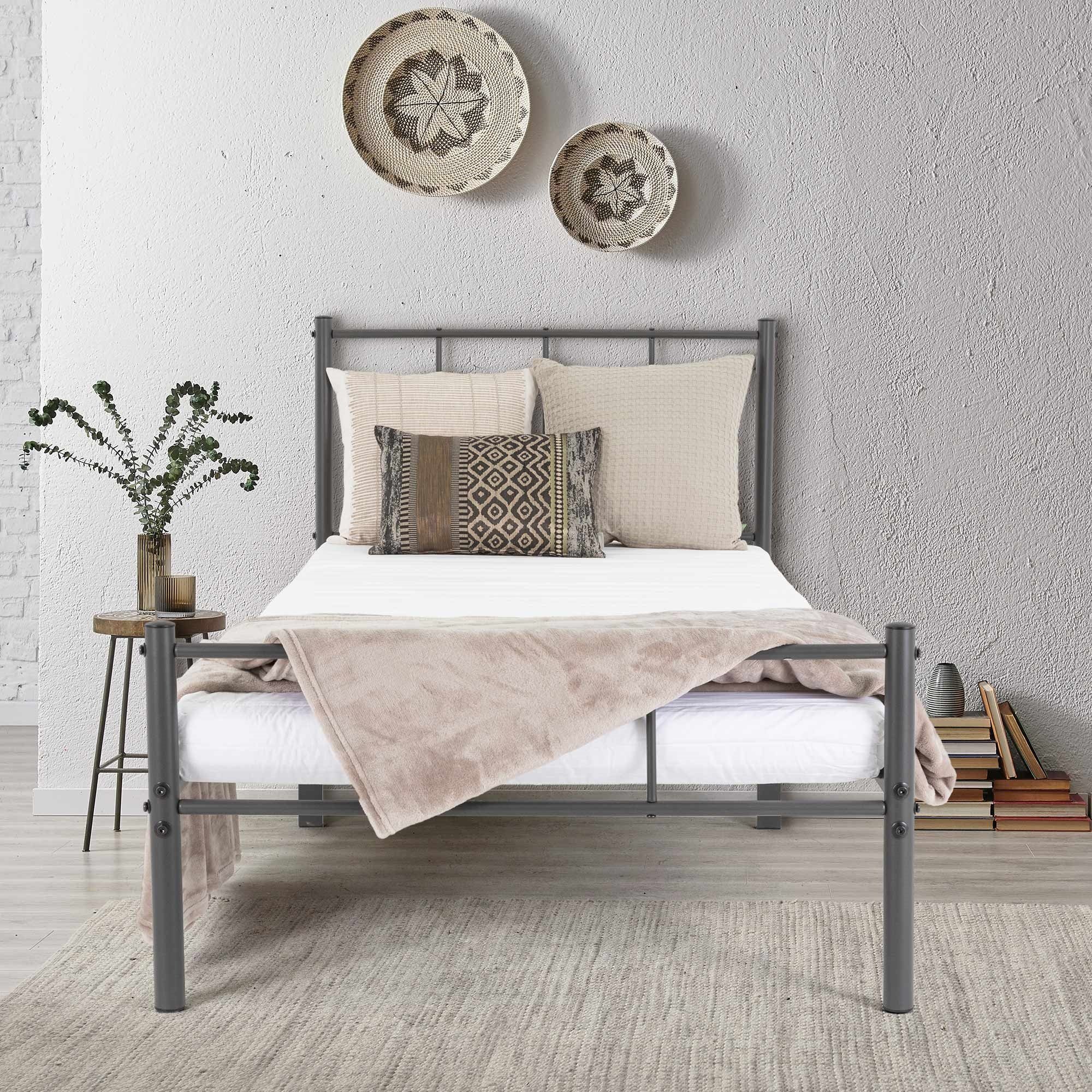 ML-DESIGN Metallbett Bettgestell Schlafzimmerbett Kinder Jugendliche Erwachsene Gästebett, Anthrazit 90x200cm Stahlrahmen Lattenrost robust leichte Montage