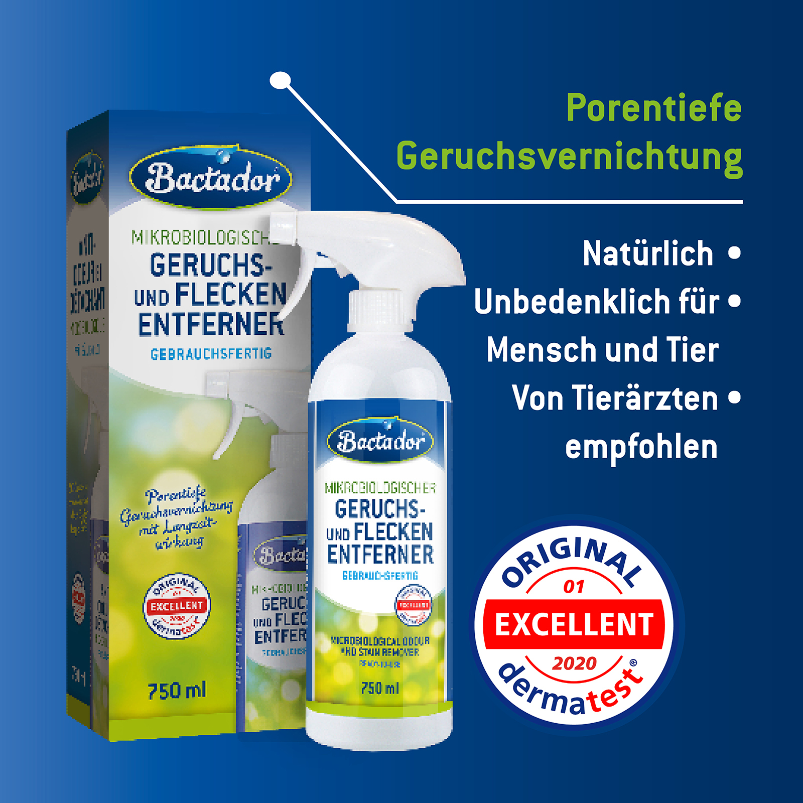 Bactador Reinigungsmittel & -geräte Bactador Geruchs- und Fleckenentferner Spray 750 ml