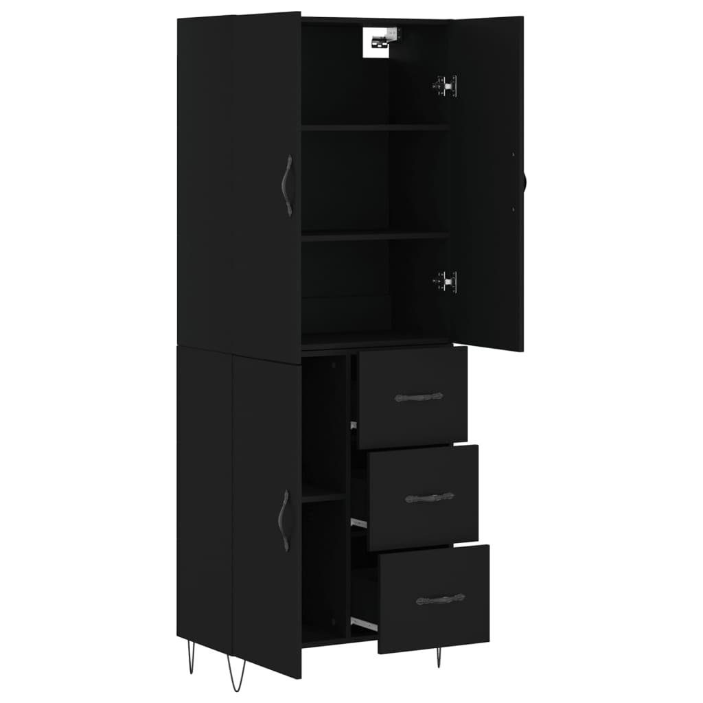 vidaXL Sideboard Highboard Schwarz 69,5x34x180 cm Holzwerkstoff (1 St)