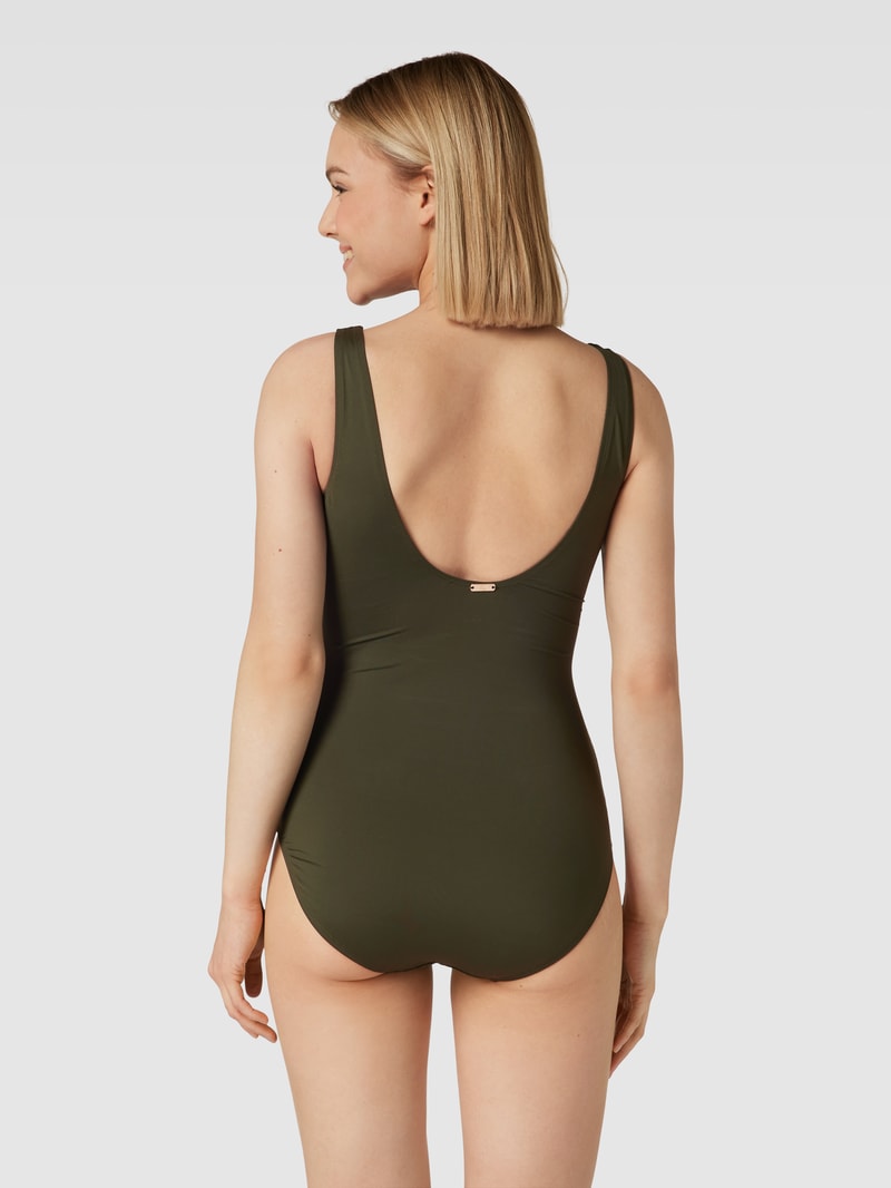 Badeanzug mit Raffungen in khaki