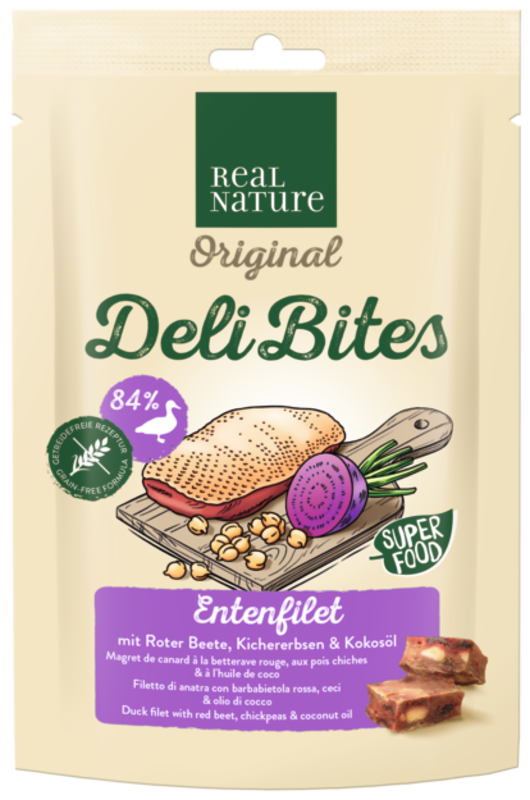 REAL NATURE Snacks REAL NATURE Original Deli Bites 150g Entenfilet mit Roter Beete, Kichererbsen & Kokosöl