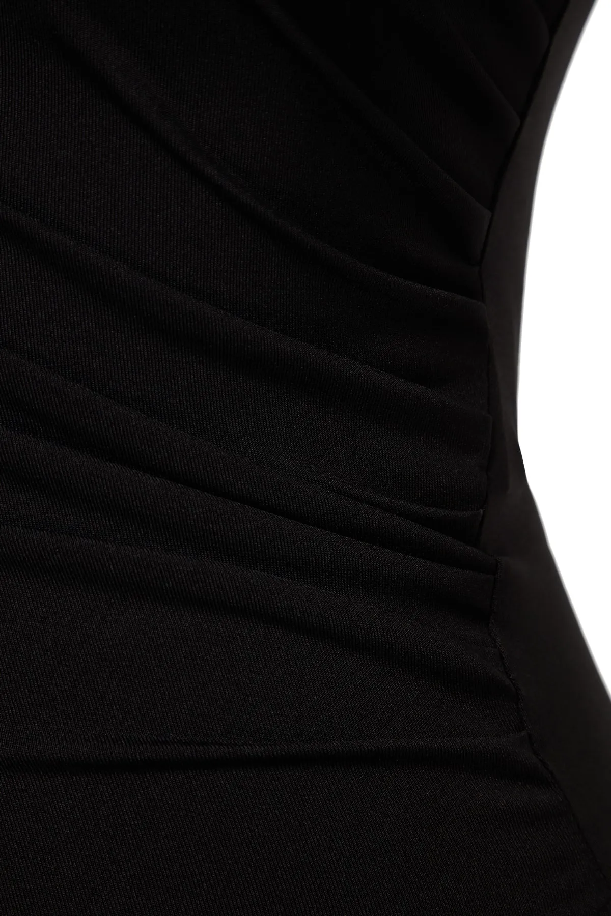 Trendyol Collection  Schwarzer Stretch-Strickbody mit Stehkragen und Druckknöpfen, gerafftem Detail TWOAW24BD00014