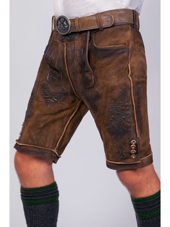 Edelnice Kurze Wildbock Lederhose Jan in dunkelbraun günstig kaufen