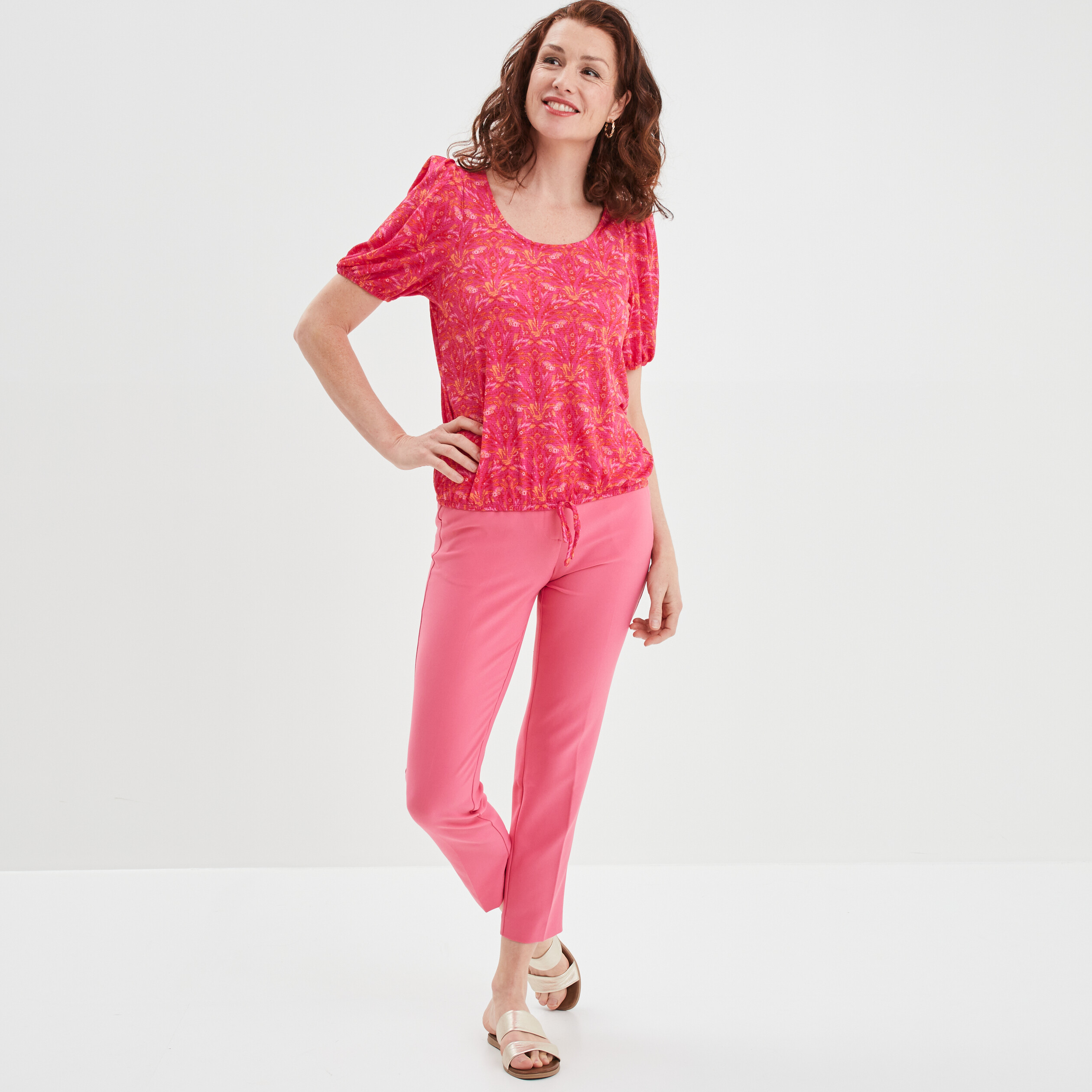 T-shirt manches 3 4 ballons rose femme | La Halle