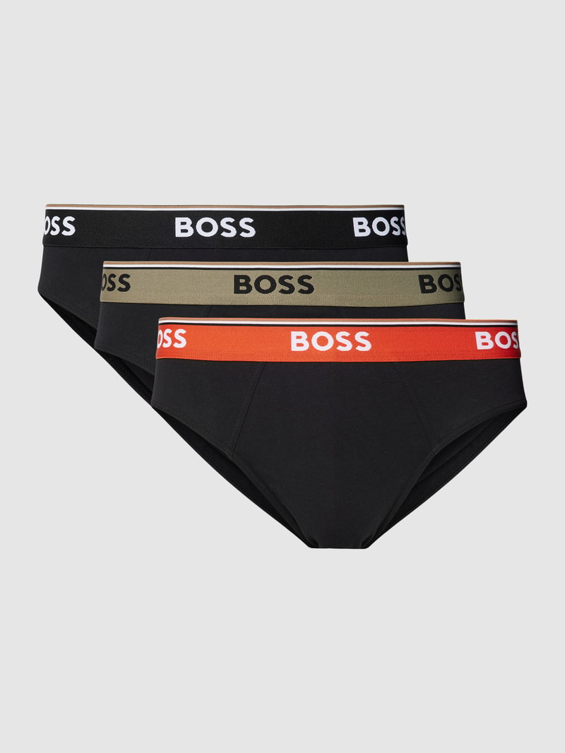 Slip mit Label-Detail Modell 'Power' im 3er-Pack in schwarz