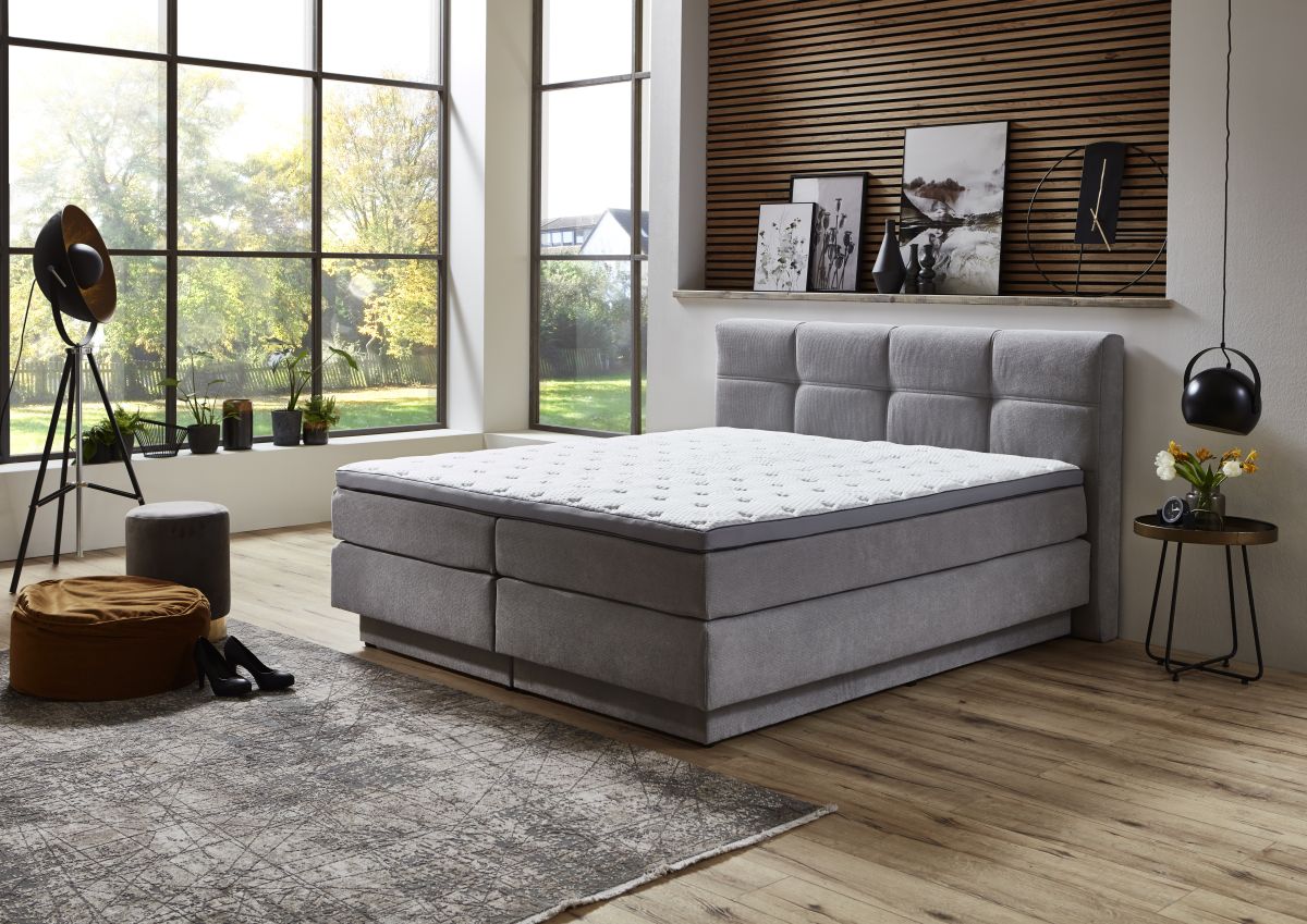 Sun Garden Boxspringbett Portage mit Bettkasten Silber 180 x 200 cm