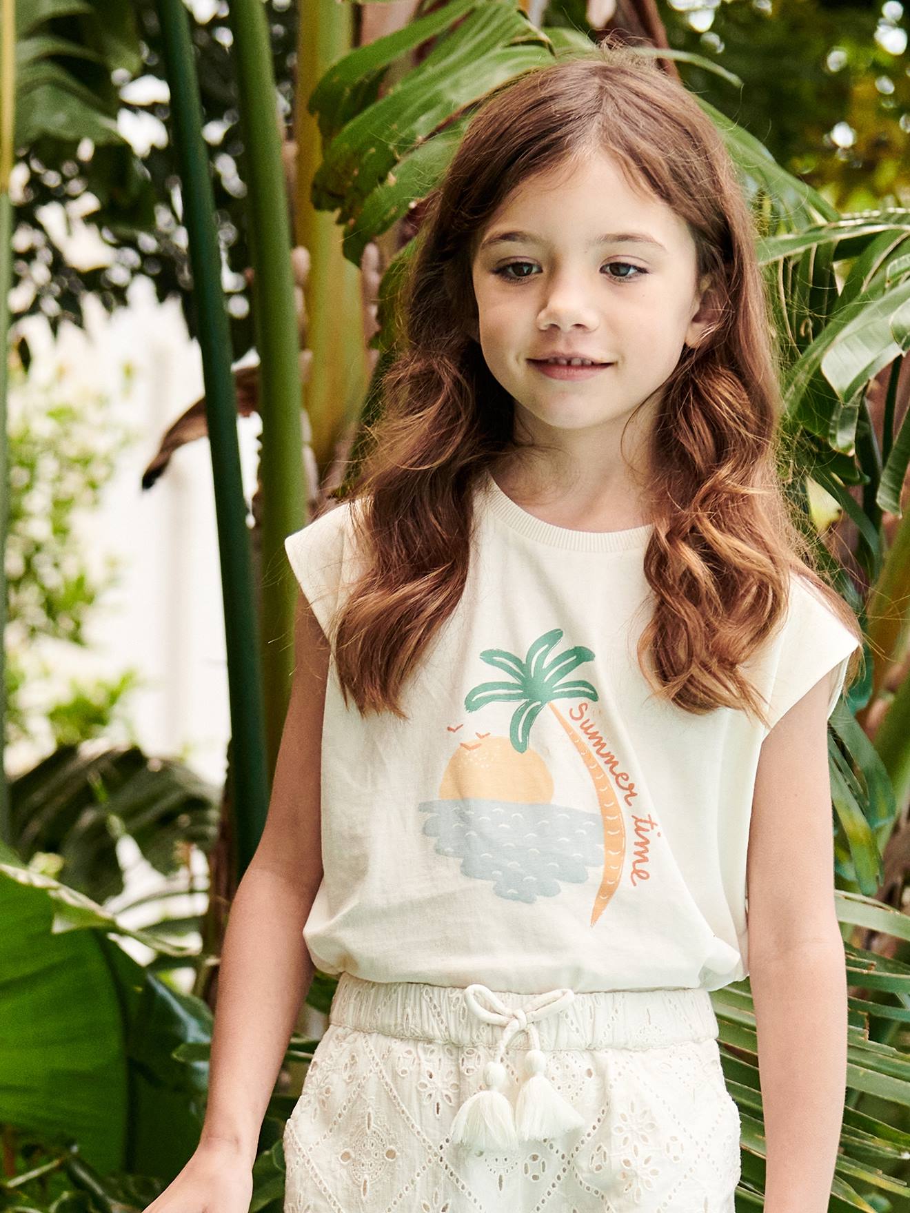 Vertbaudet Mädchen T-Shirt, Sommer-Print - rosa