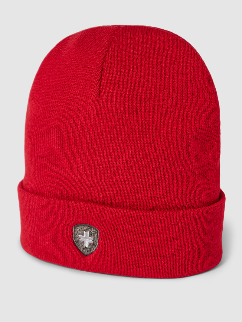 Beanie mit Label-Stitching in bordeaux rot