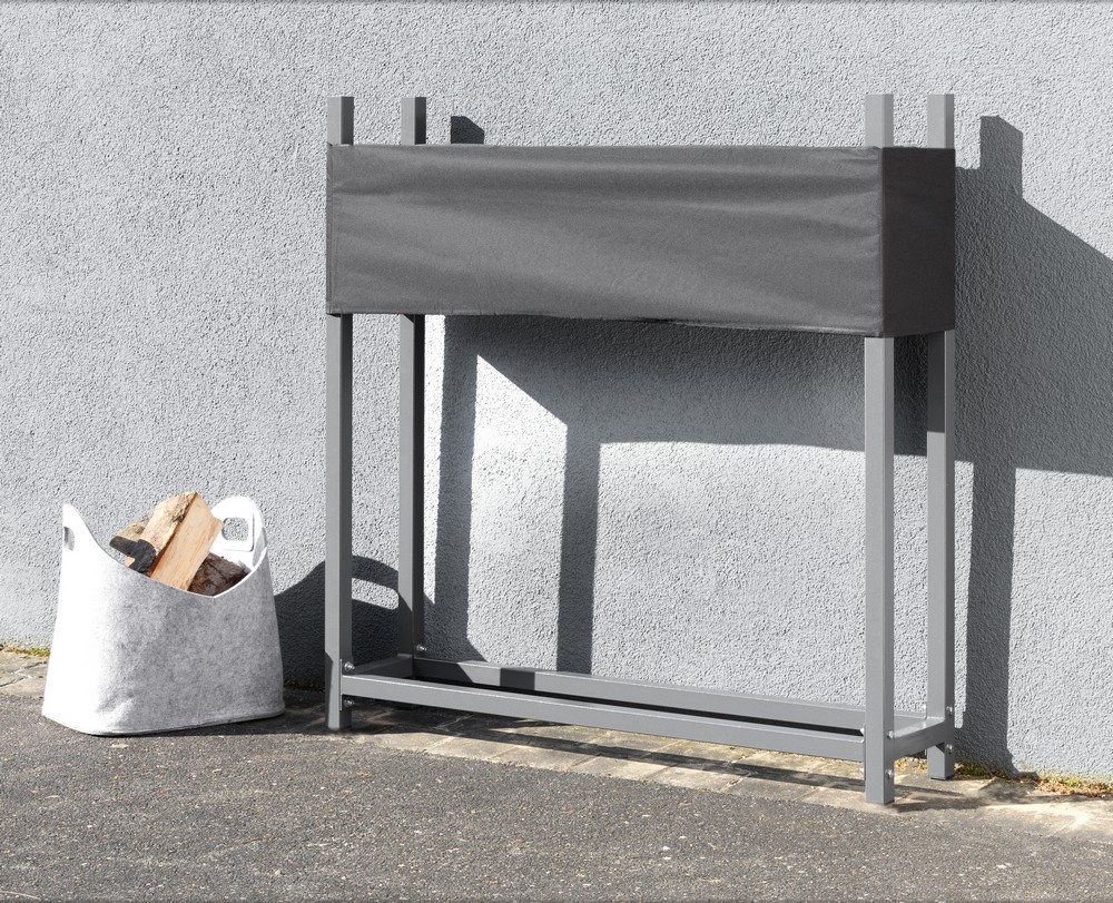 HC Garten & Freizeit Brennholzregal aus Metall mit Abdeckung ca. 113x25x115cm