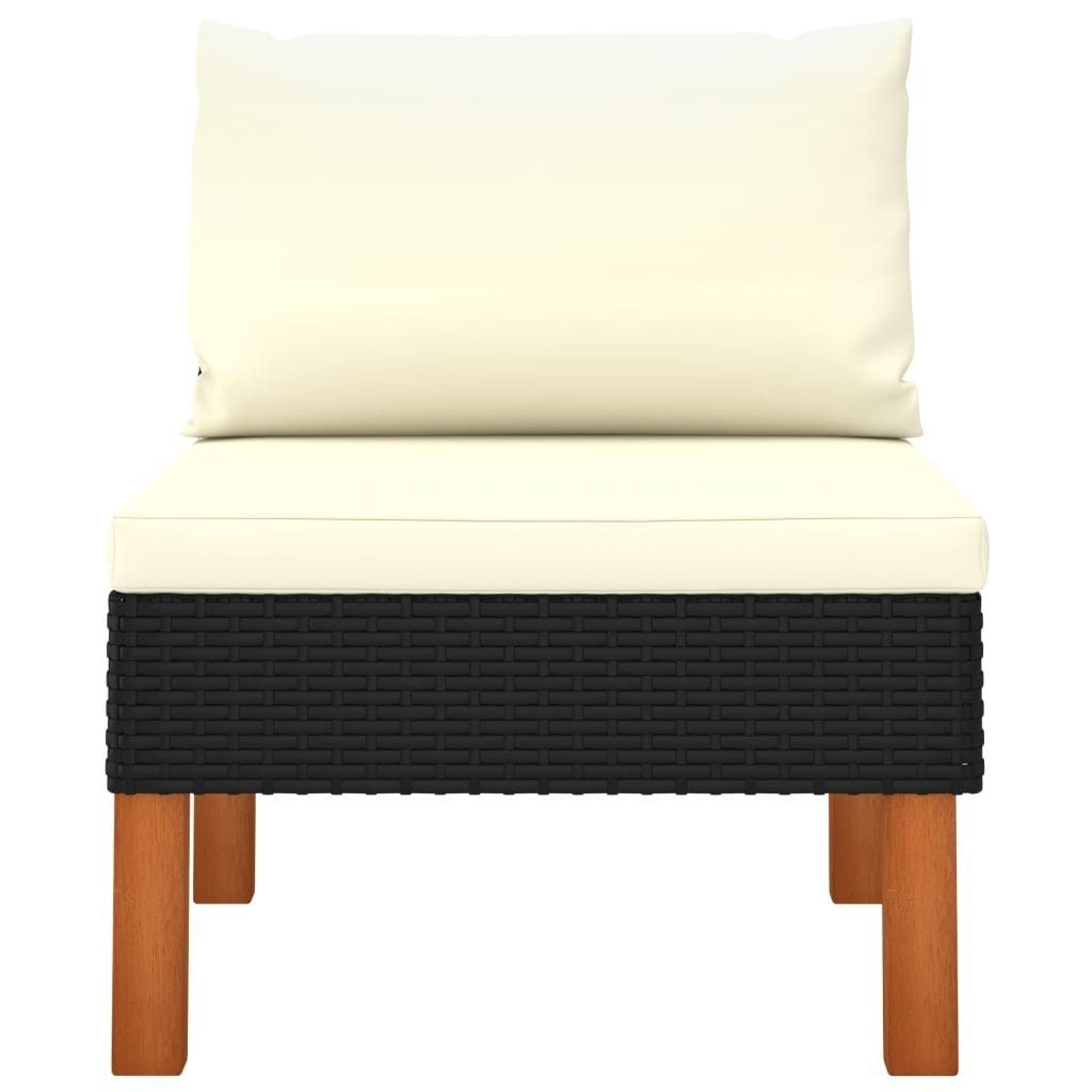 vidaXL Loungesofa 3-tlg. Garten-Lounge-Set Poly Rattan und Eukalyptus Massivholz, 1 Teile