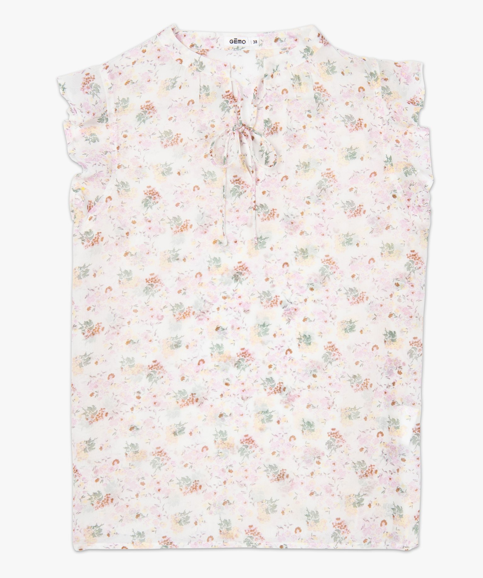Blouse femme en voile sans manches imprime | GEMO