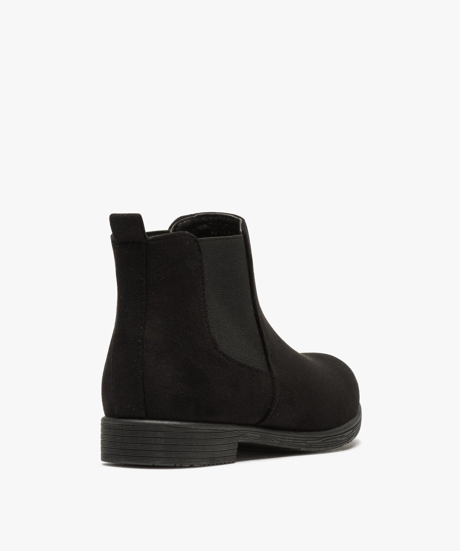 Boots femme style Chelsea à talon plat dessus suédine unie noir | GEMO