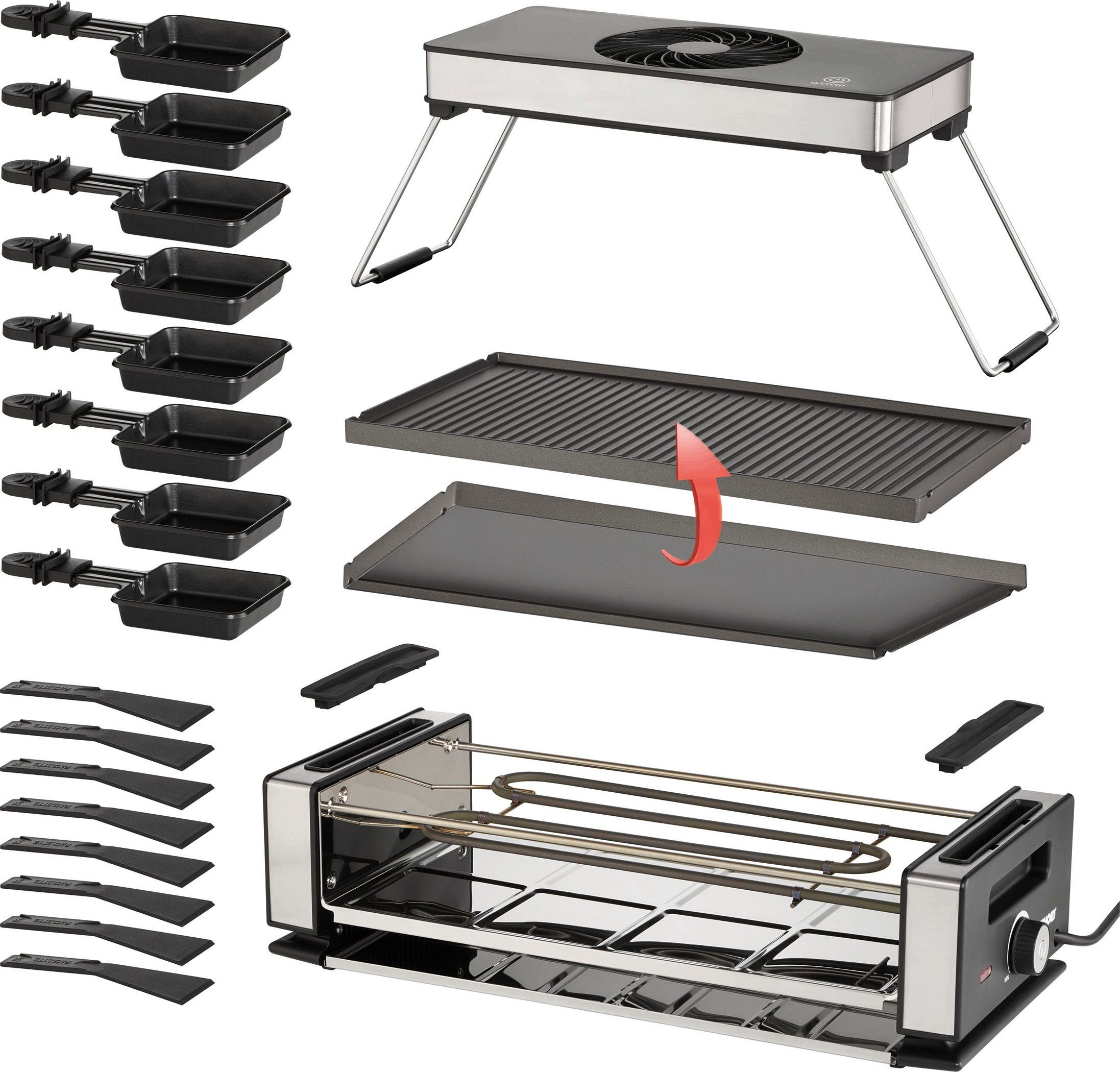 Unold Raclette Smokeless 48785, 8 Raclettepfännchen, 1200 W