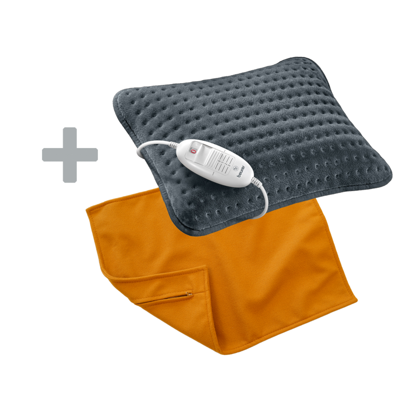 Sofa-Heizkissen - HK 48 Cosy & extra Bezug Orange-Gemütliches Sofakissen mit Heizfunktion mit wohnlichem Überzug in Orange