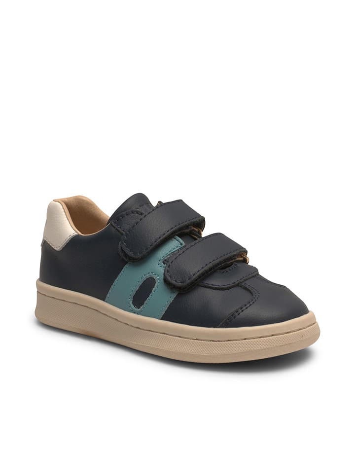 bisgaard Leder-Sneakers in Dunkelblau/ Beige/ Hellblau günstig kaufen