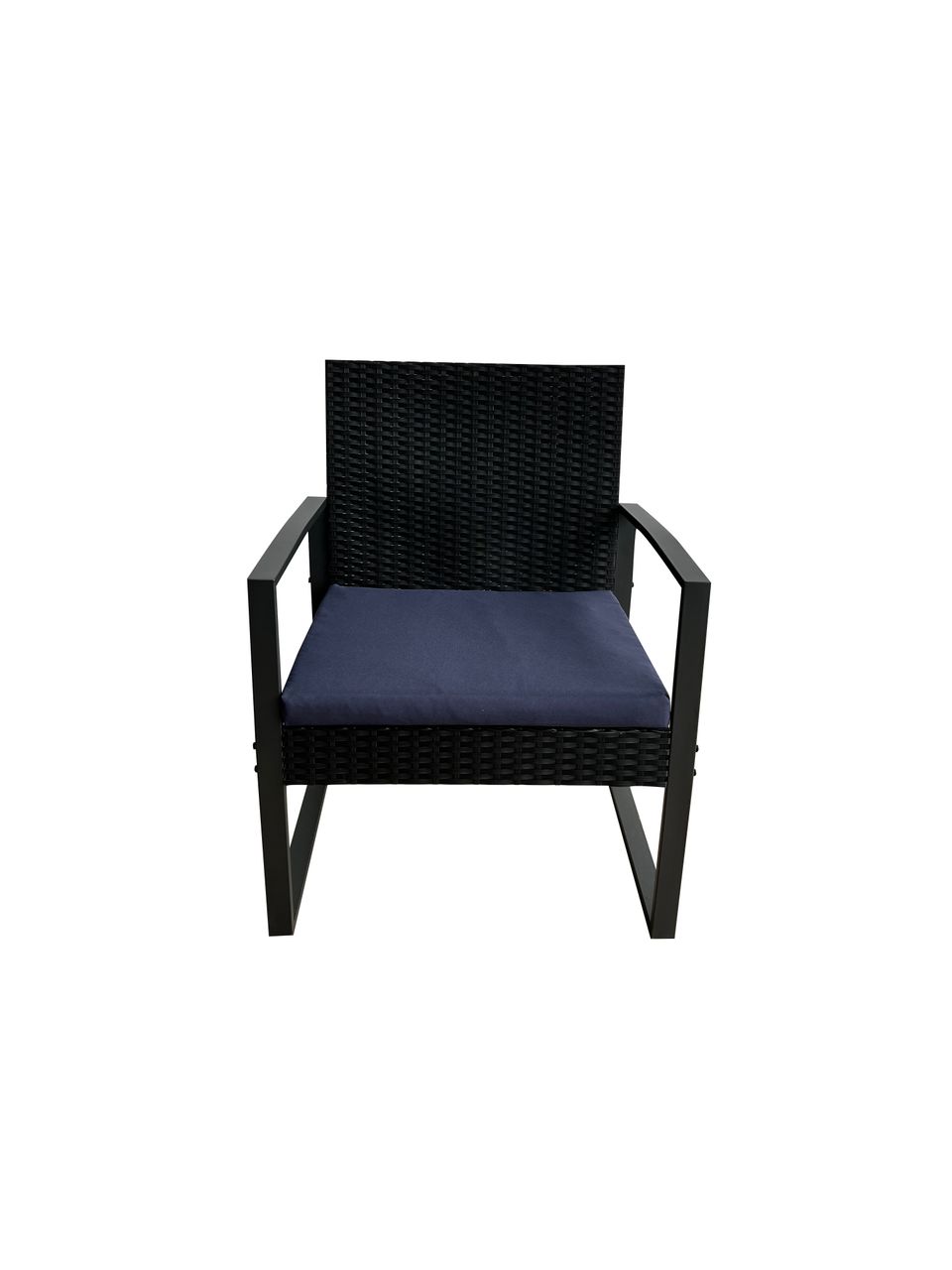 Happy Home Happy Home Bistro-Set 3 tlg. HGE47-SDB schwarz mit dunkelblauen Sitzkissen