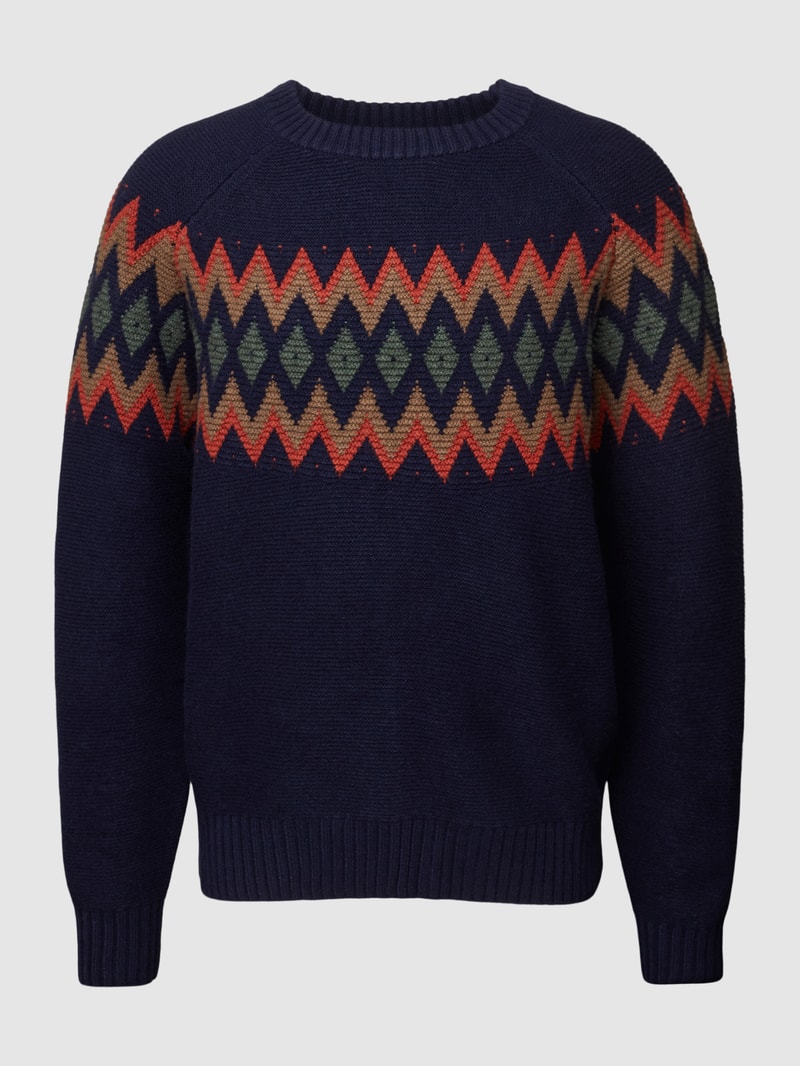 Strickpullover mit Norwegermuster Modell 'geo' in marineblau