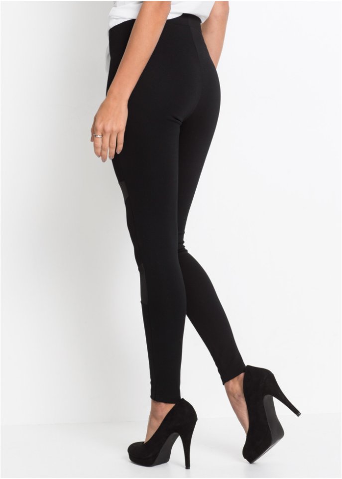 Leggings mit Lederimitat-Einsätzen