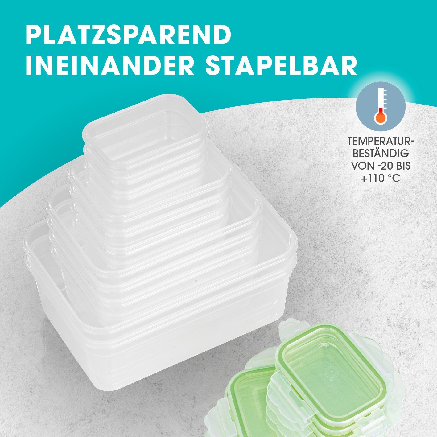GOURMETmaxx Frischhaltedose Lunchbox tropfsicher, einfrieren, aufbewahren, (14er Set, 28-tlg), 4x 200ml; 4x 500ml; 4x 1100ml; 2x 2100ml