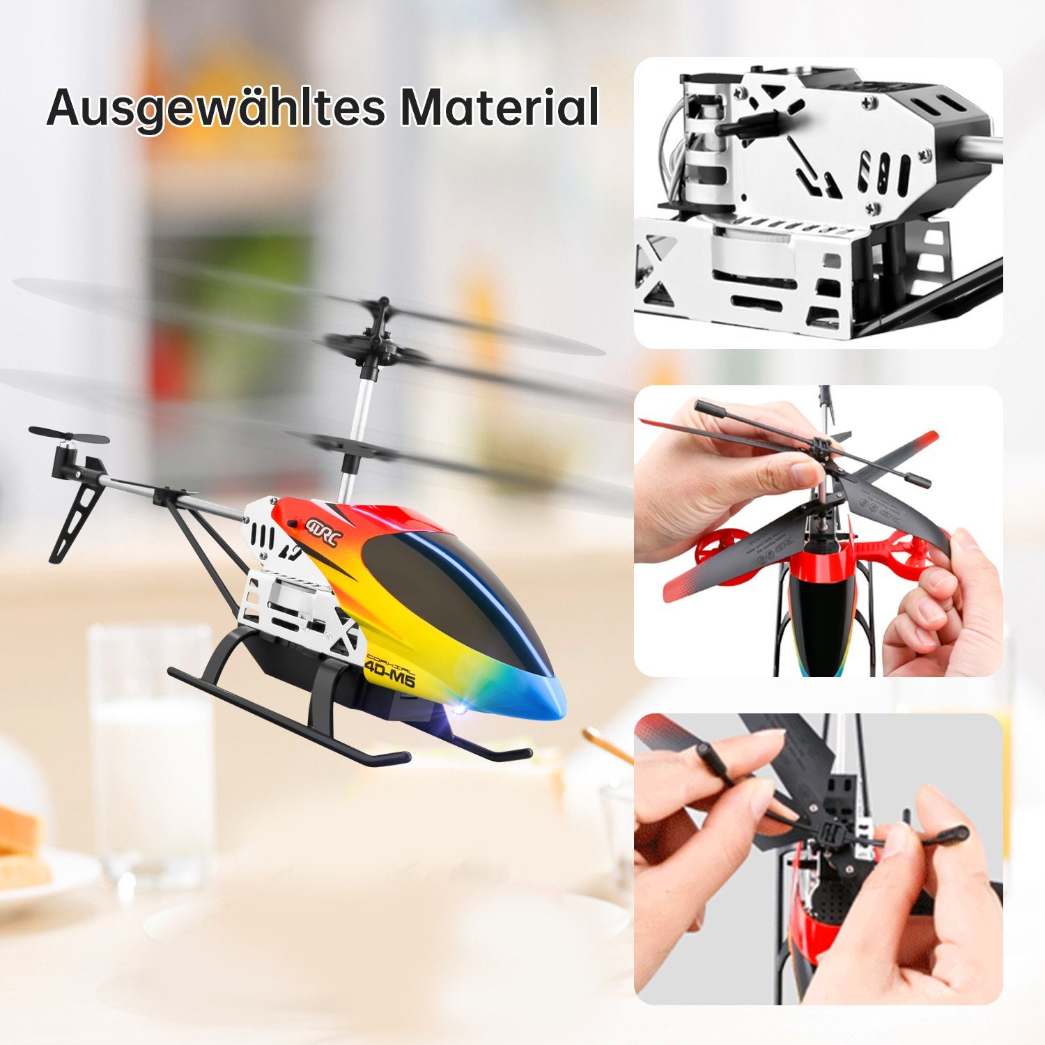 4DRC M5 ferngesteuerter Hubschrauber mit Gyro. Spielzeug-Drohne (2,4 GHz Flugspielzeug mit 3,5 Kanälen, LED-Licht)