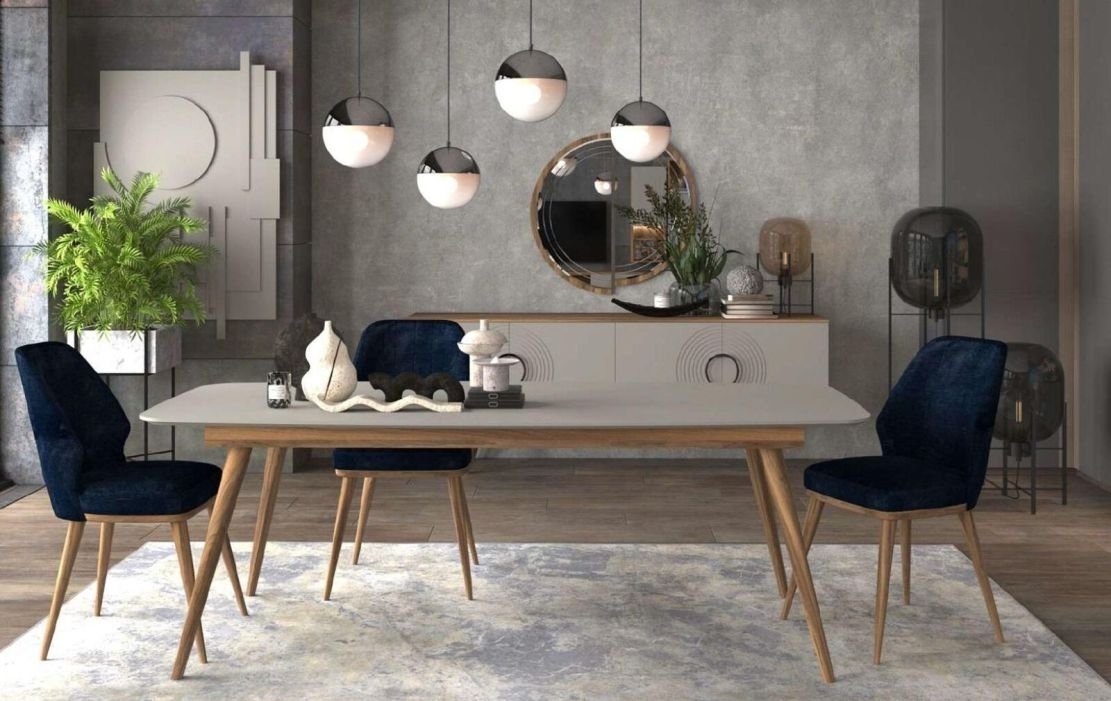 JVmoebel Esszimmer-Set Essgruppe Luxus Tisch Mit Stühlen Esszimmermöbel, (2-St), Made in Europa