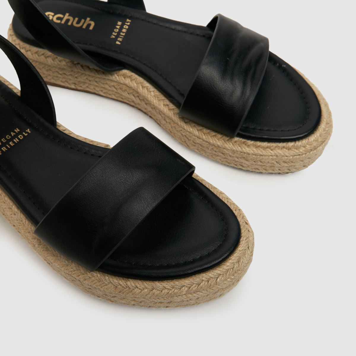 Schuh lila, alacsony espadrille szandál fekete színben