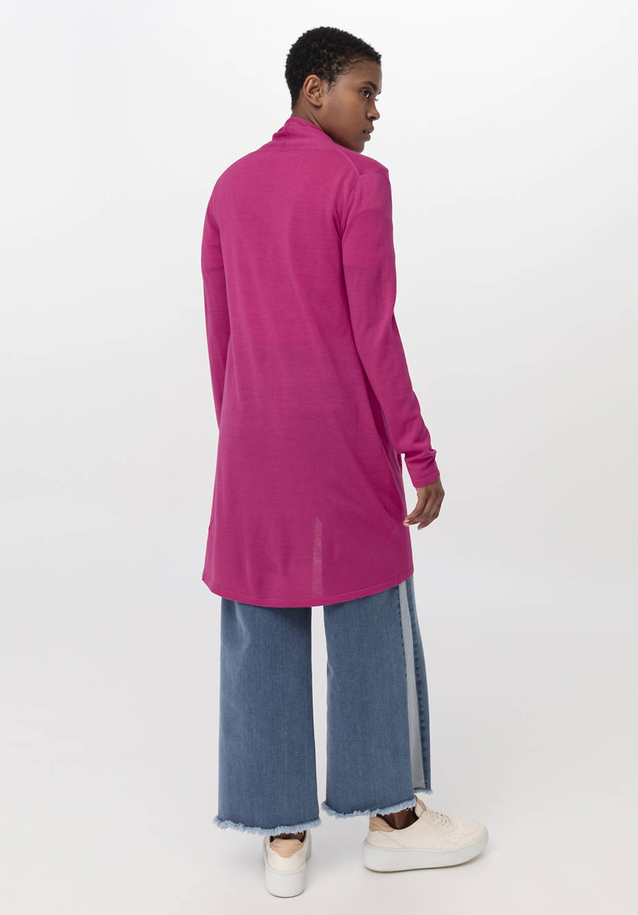 Long Strickjacke aus reiner Bio-Merinowolle