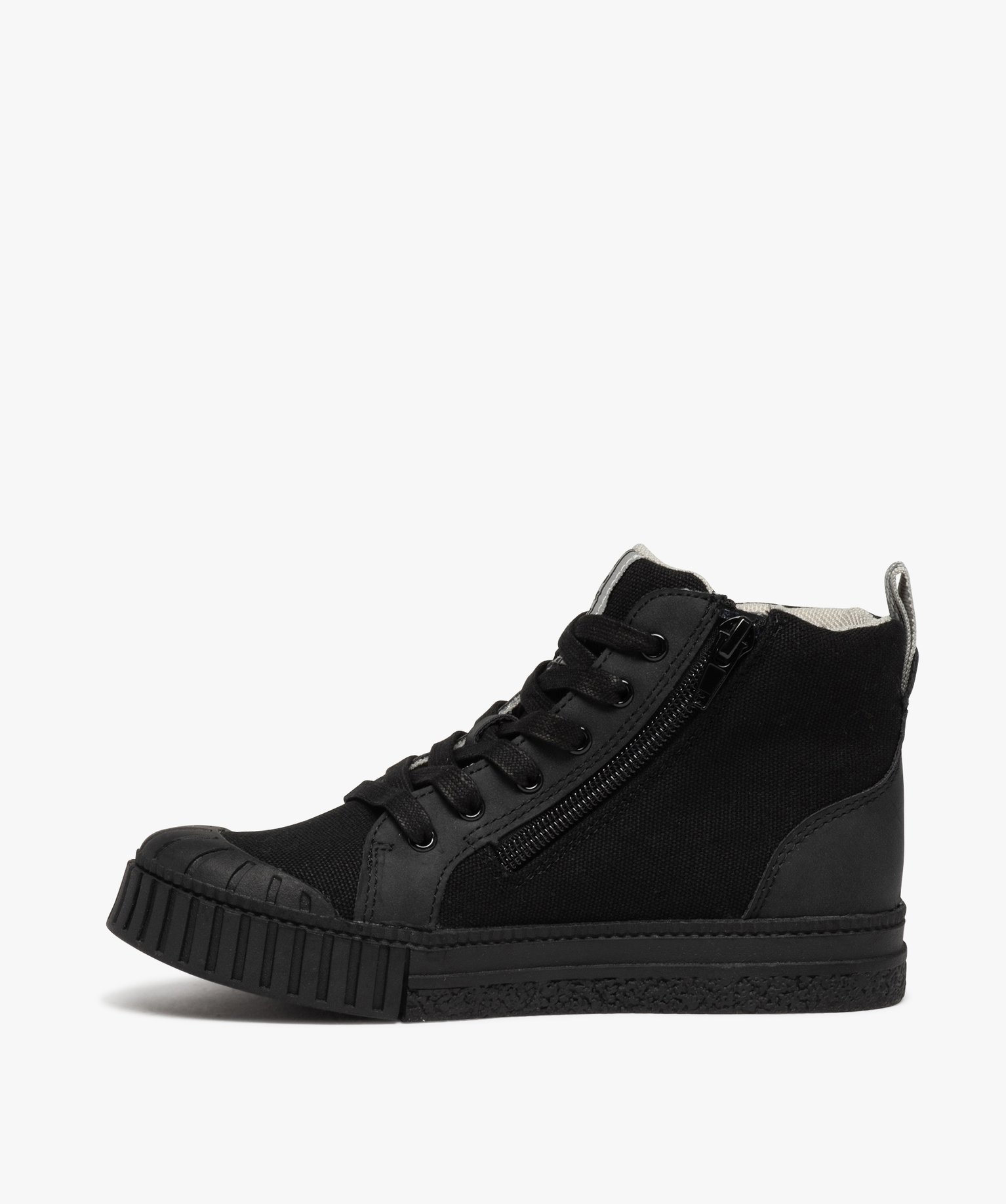 Baskets Garçon mid-cut en toile unie à bout renforcé noir | GEMO
