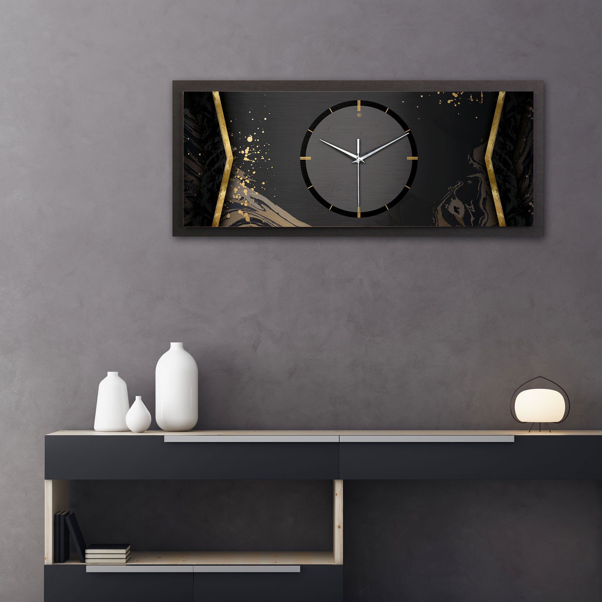 Kreative Feder Wanduhr 3D Designer-Wanduhr Abstract Black (ohne Ticken; Funk- oder Quarzuhrwerk; elegant, außergewöhnlich, modern)
