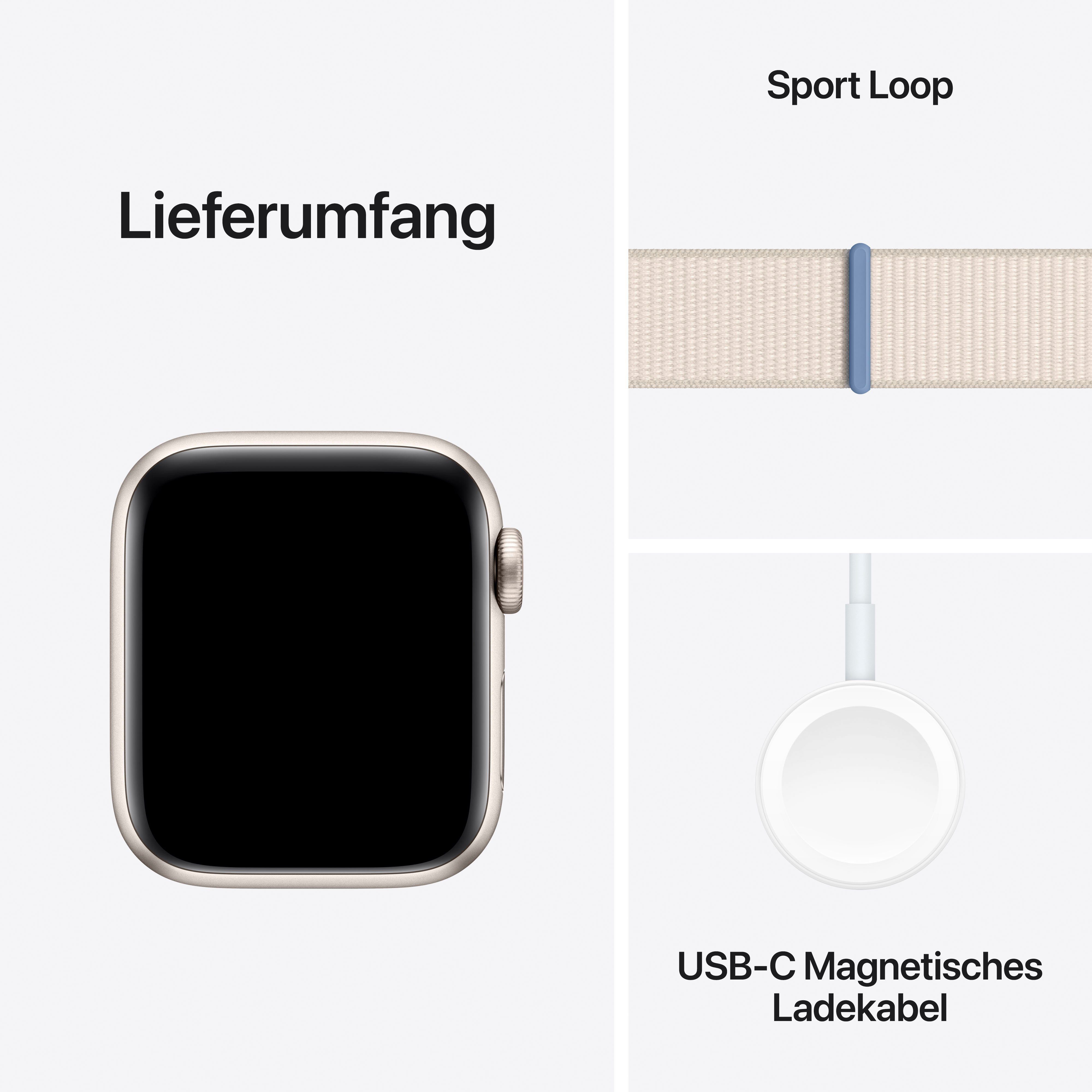 Apple Watch SE GPS 40mm Smartwatch (4 cm/1,57 Zoll, Watch OS 10), Sport Loop