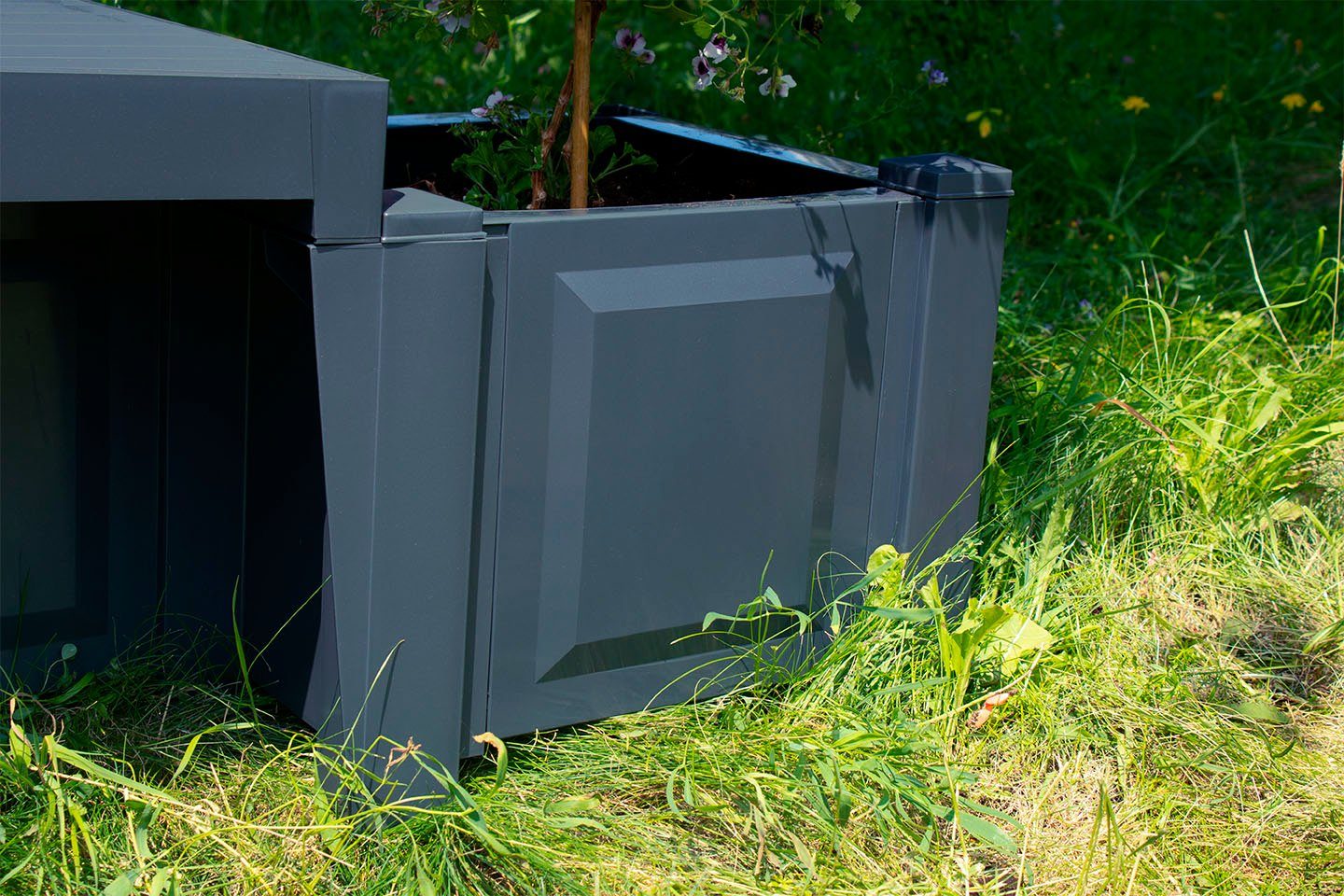 KHW Gartenbank Berlin, mit zwei Pflanzkästen, anthrazit