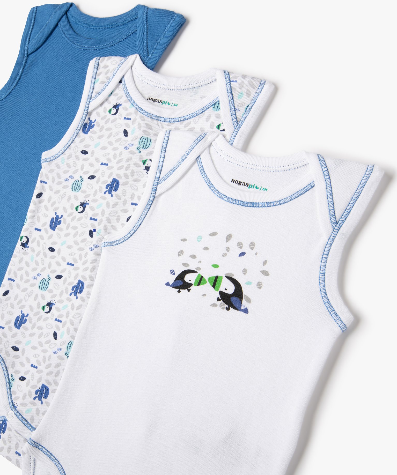 Body bébé sans manches imprimé (lot de 3) vert clair | GEMO
