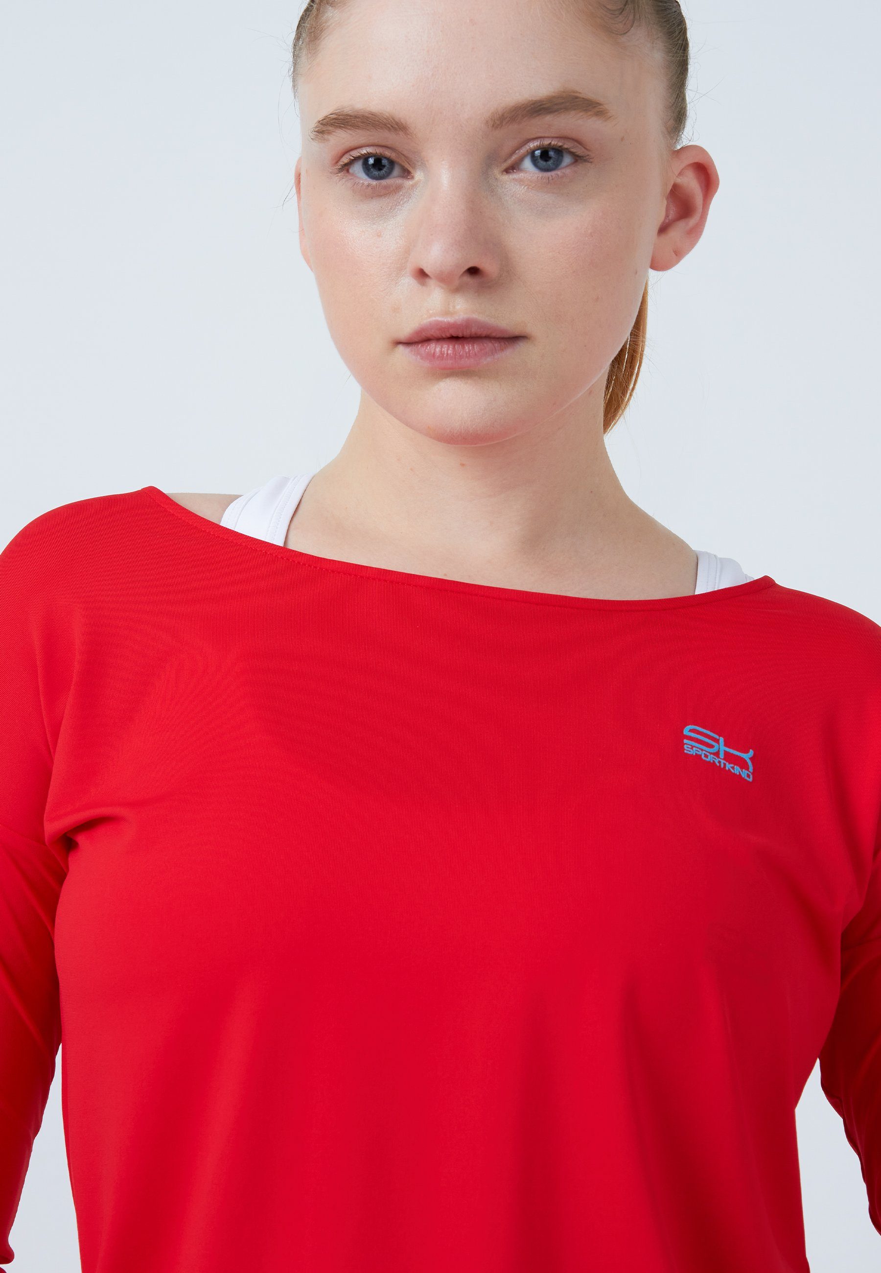 SPORTKIND Funktionsshirt Tennis 3/4 Loose Fit Shirt Mädchen & Damen rot