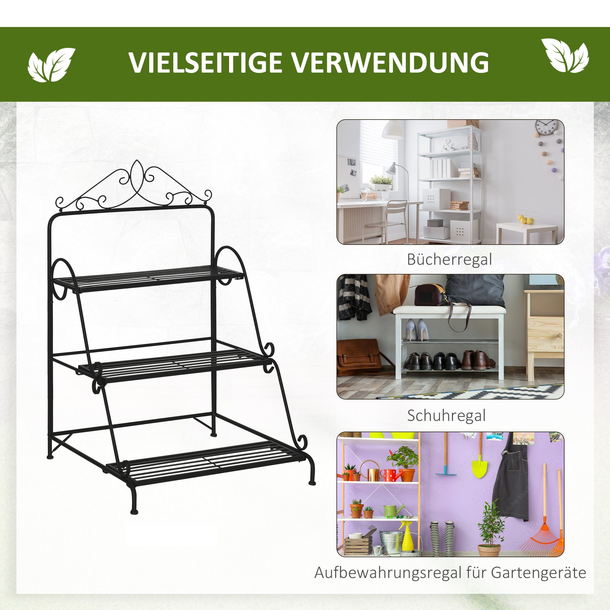 Outsunny Pflanzentreppe Pflanzenständer (Set, 1 St), mit erhöhtem Design