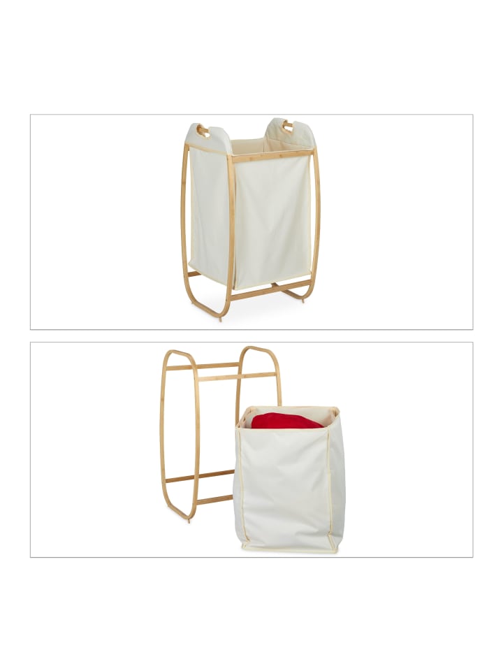 relaxdays Wäschekorb in Natur/Beige - (B)44 x (H)80 x (T)43 cm günstig kaufen onesize