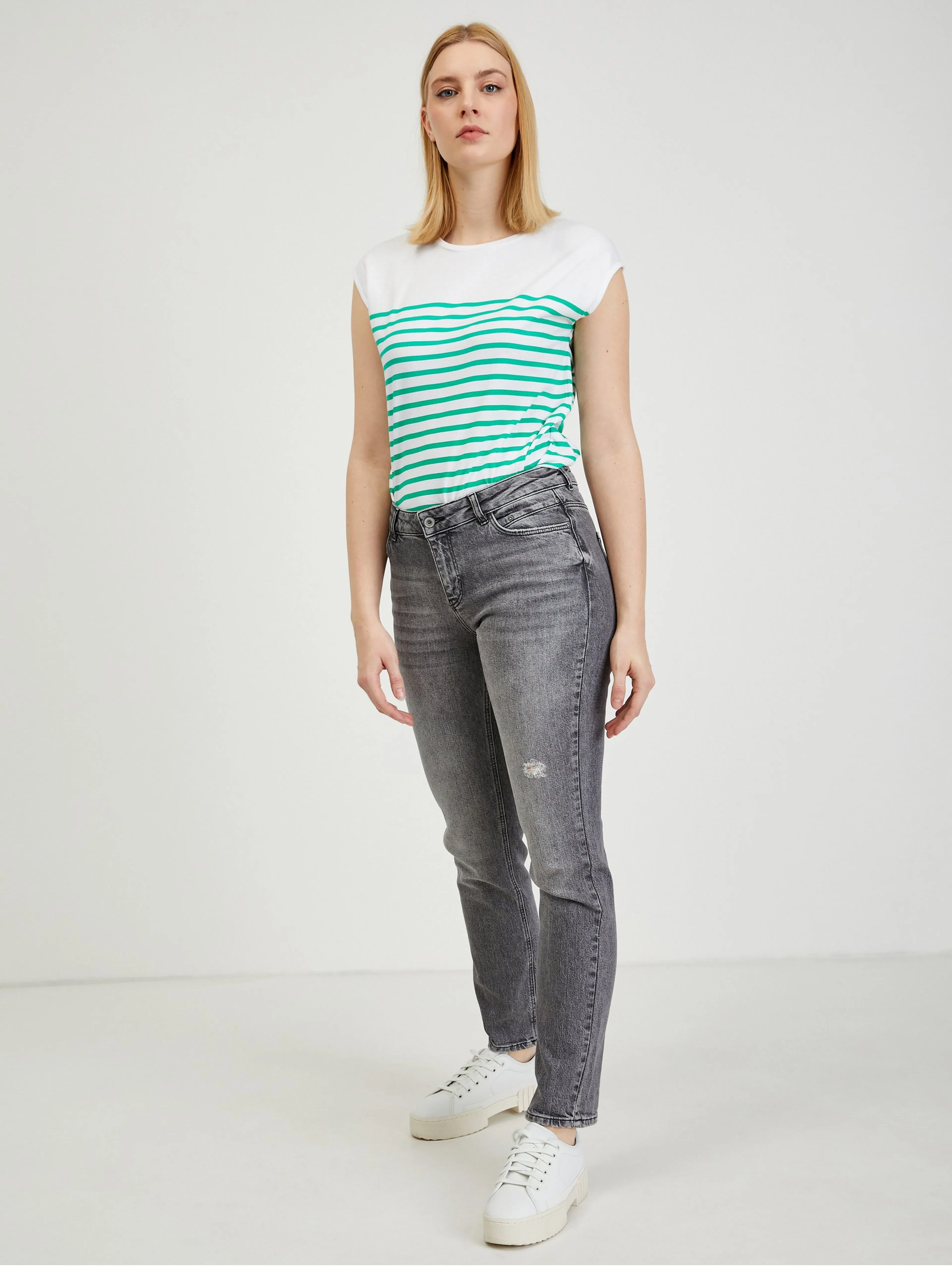 Graue Damenjeans straight fit ORSAY