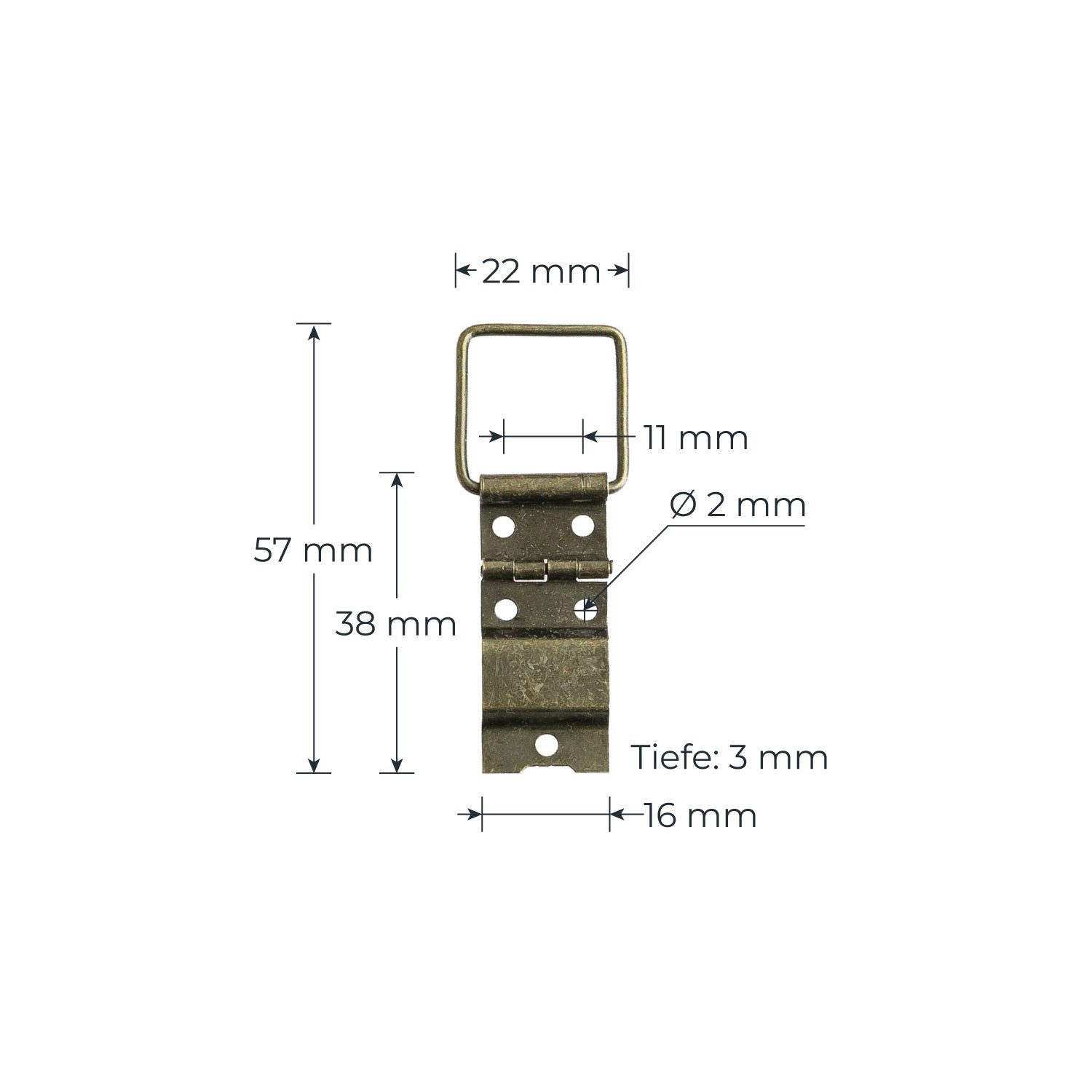 HMF Möbelbeschlag 6496 Vintage Deko Scharnier (2 Stück), Aufstellscharnier aus Metall, 22 x 57 mm, Bronze
