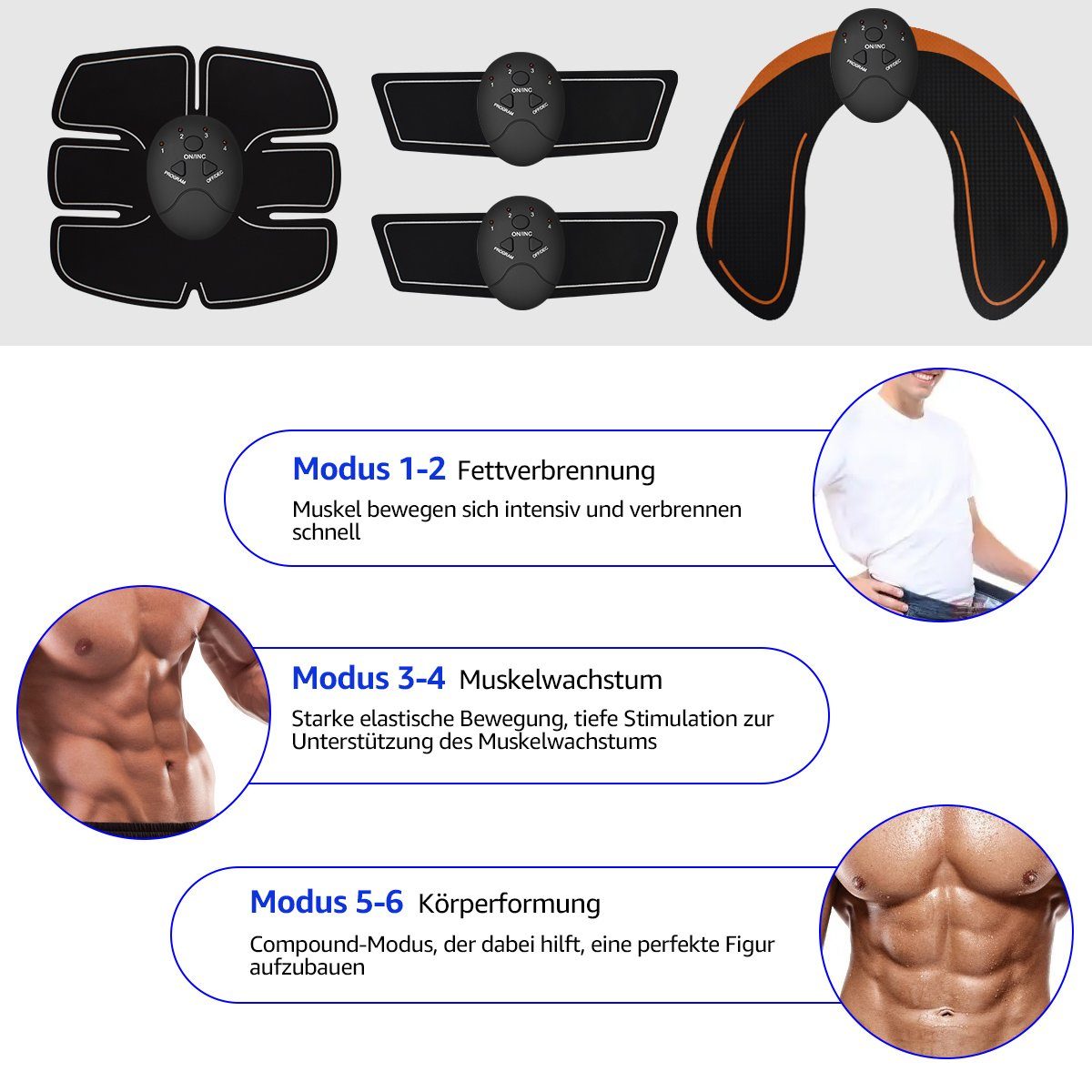 7Magic EMS-Po-Trainer, ABS-Trainingsgerät,6 Modi,9 Geschwindigkeitsstufen