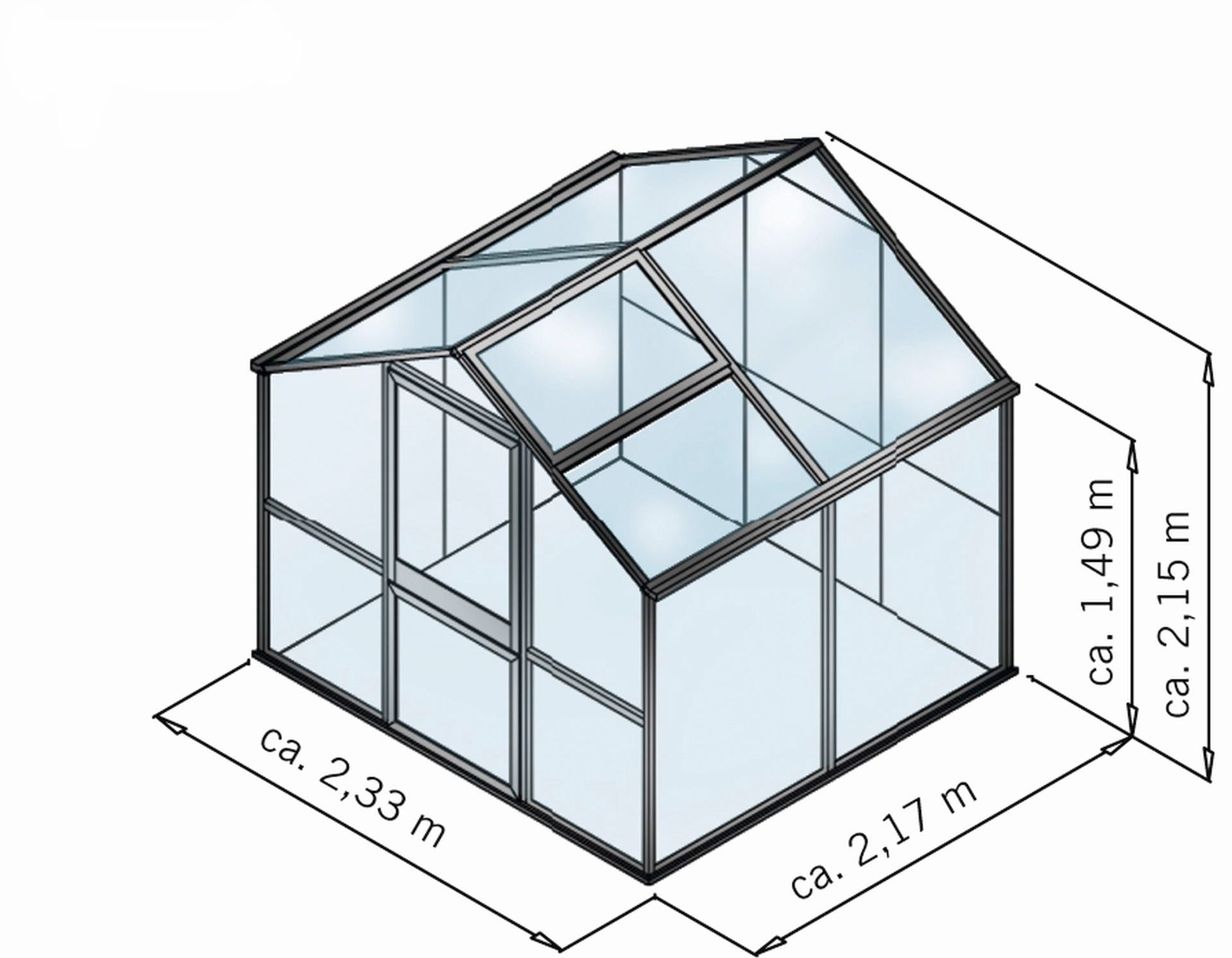 KGT Gewächshaus Rose II, BxTxH: 233 x 217 x 215 cm, 10 mm Wandstärke