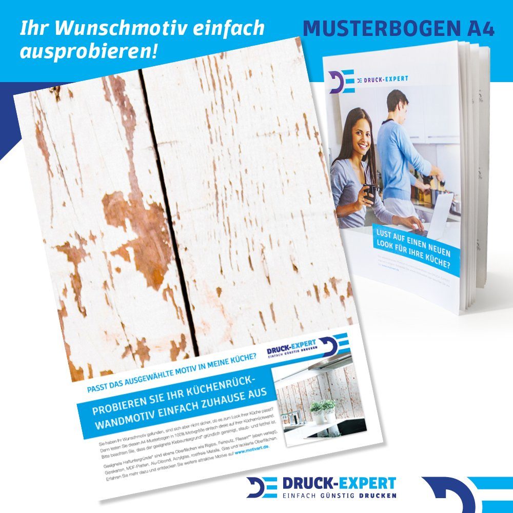 DRUCK-EXPERT Küchenrückwand Küchenrückwand Bretterwand Hell Premium Hart-PVC 0,4 mm selbstklebend - Direkt auf die Fliesen