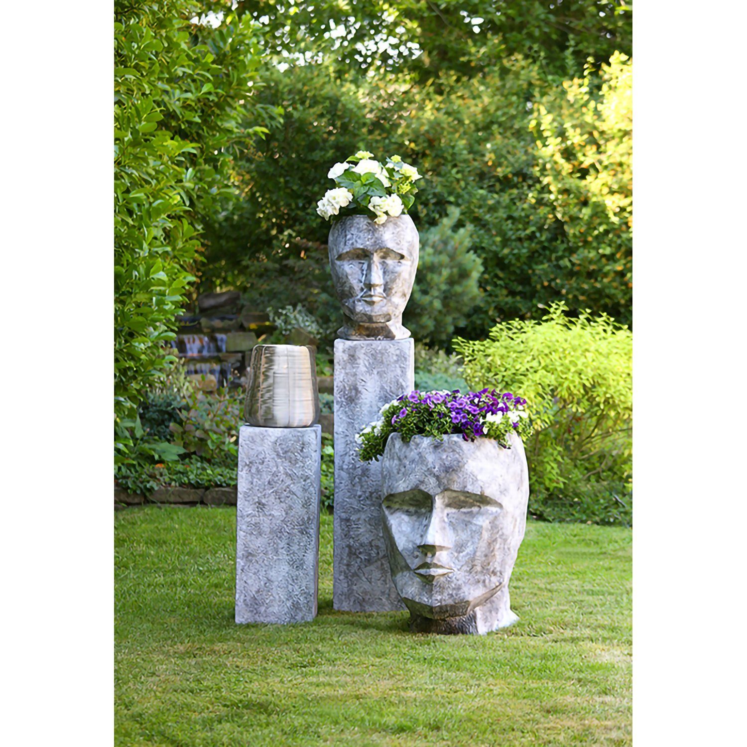 GILDE Blumentopf GILDE Pflanzgefäß Head - grau - H. 71cm x B. 49cm