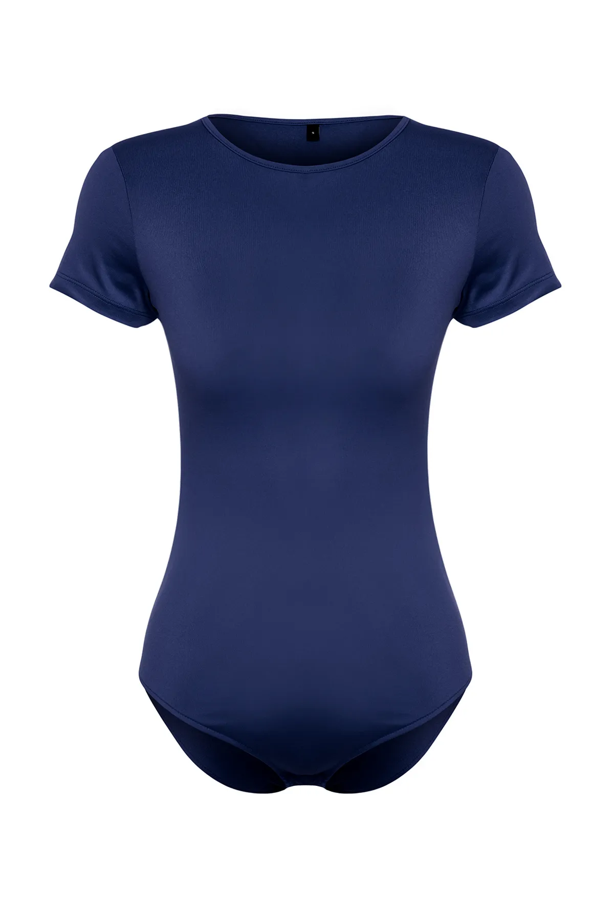 Trendyol Collection  Marineblauer kurzärmliger Stretch-Strickbody mit Druckknöpfen TWOSS24BD00034